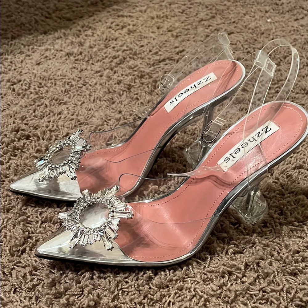 NEW High Heel Crystal Slingback Pumps